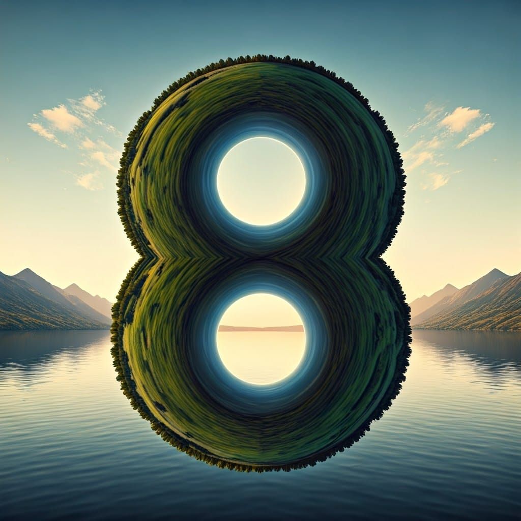 Symmetrical Serenity in an Impressionist 8-Shaped Landscape