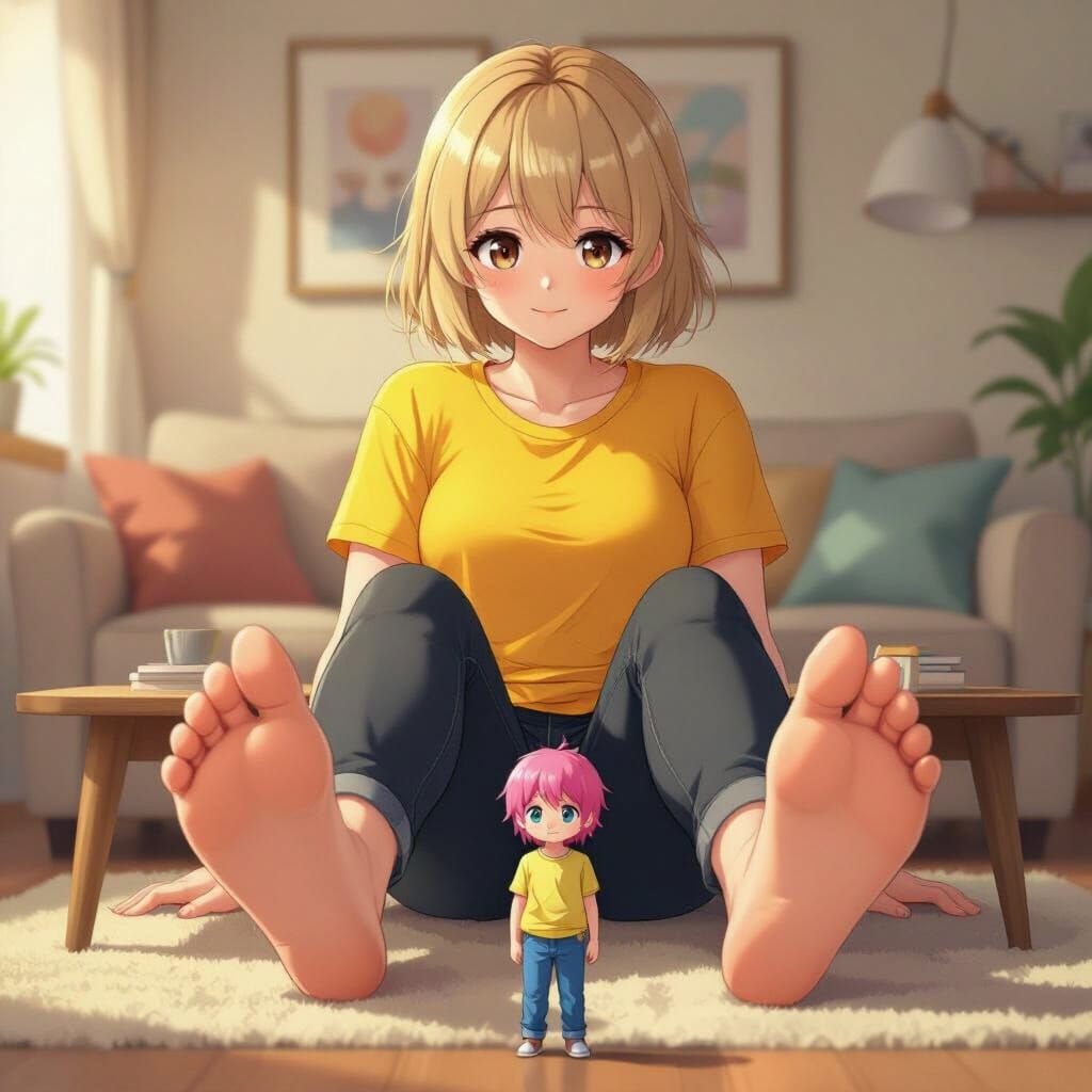 Giant Androgynous Girl in Anime Style