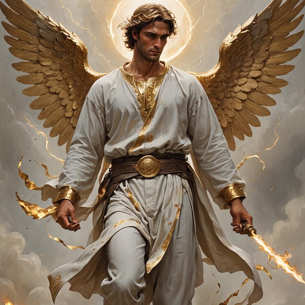 Radiant Angel in Linen and Gold