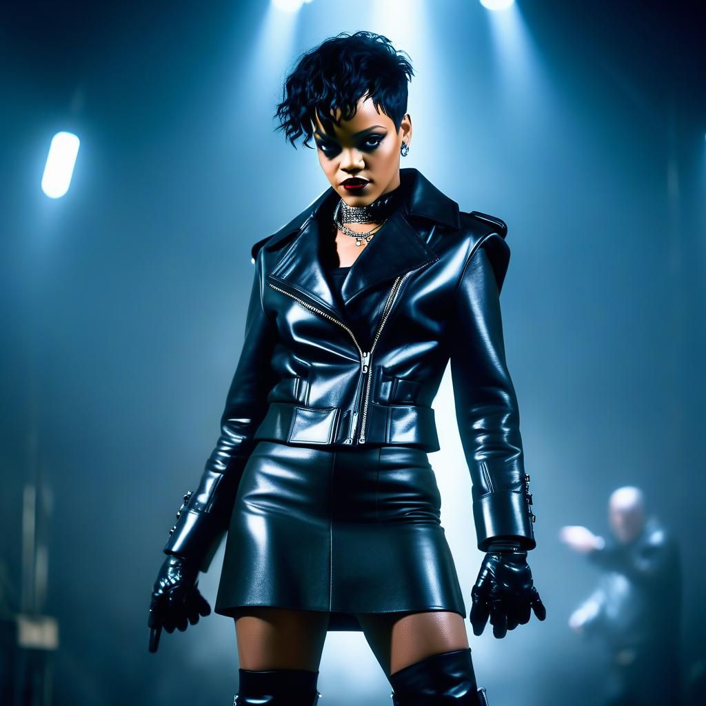 Sci-Fi Horror Silhouette of a Woman in Leather