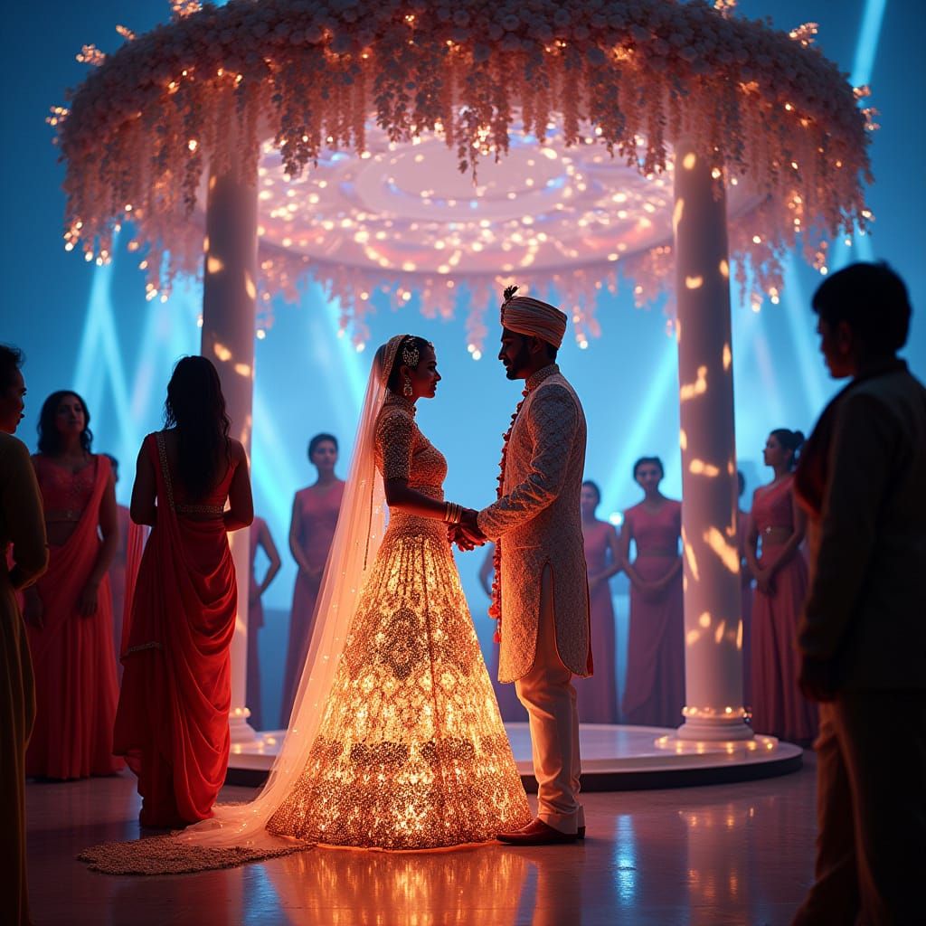 Futuristic Indian Wedding with Glowing Attire