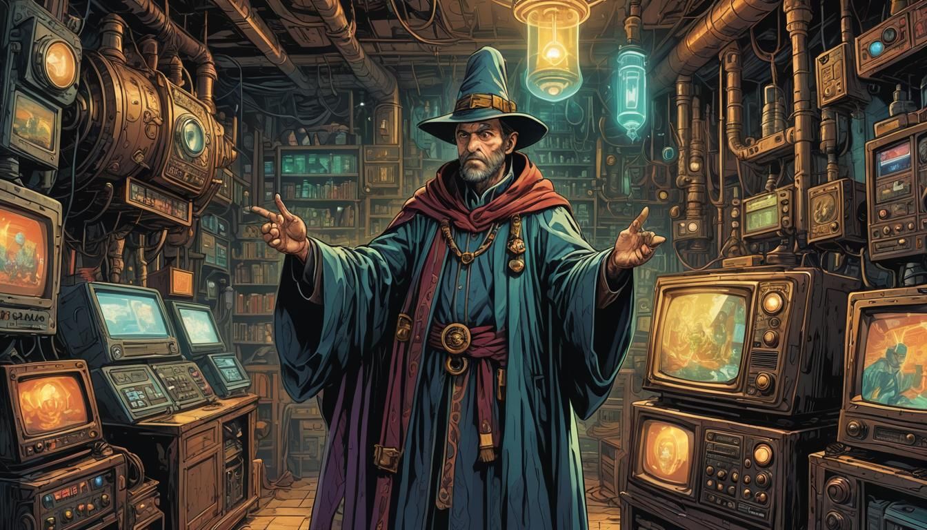 Alchemist Explains Tube TV in Comic Book Art