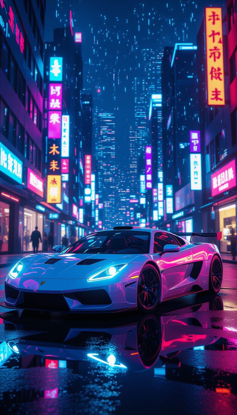 Concept Sports Car Glitch in Digital World