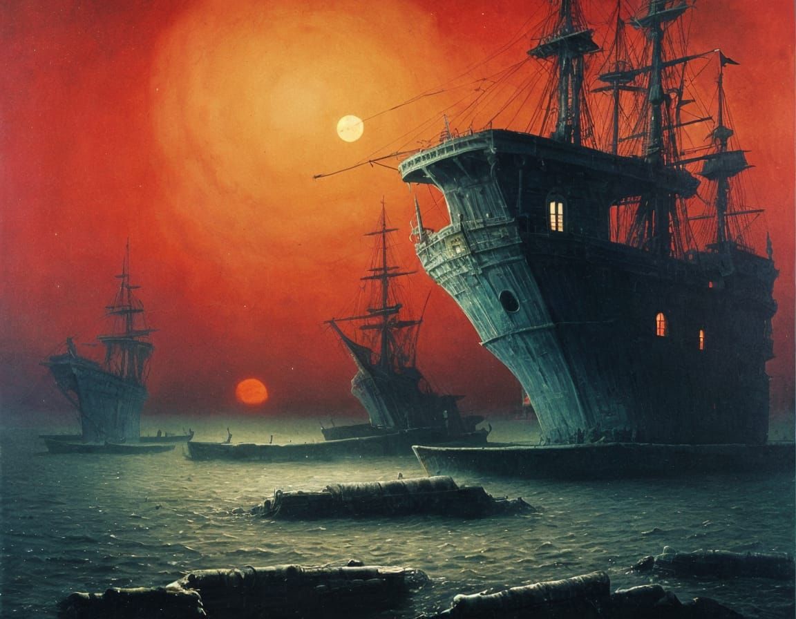 Surreal Ghost Ships in the Night