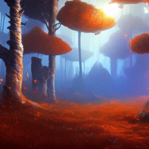 Abstract Forest with Sparkle in Detailed Matte Painting