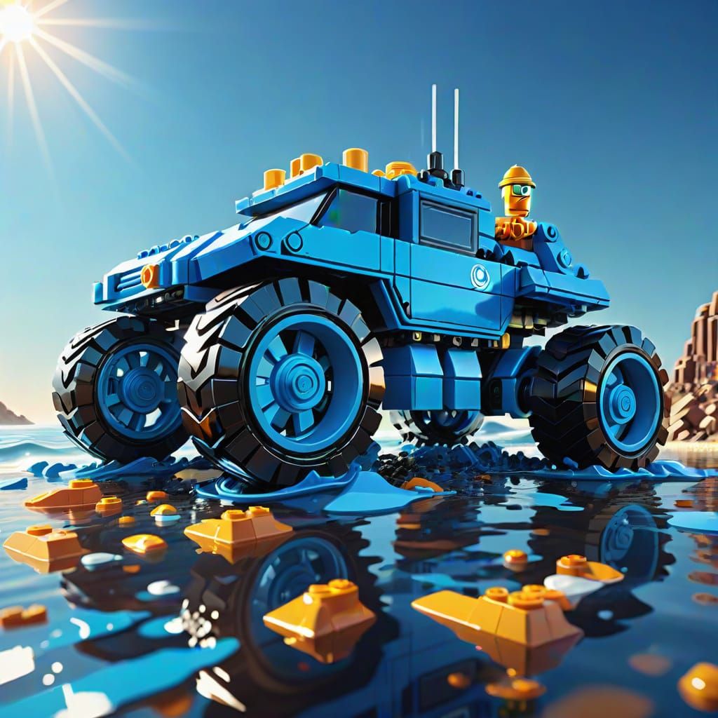 Futuristic Lego Marine Debris Cleaner in Sci-Fi Style