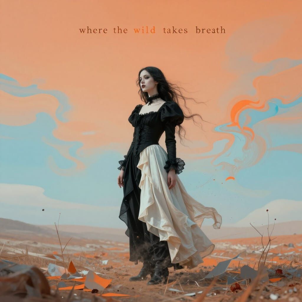 Goth Lady in Surreal World Between Worlds