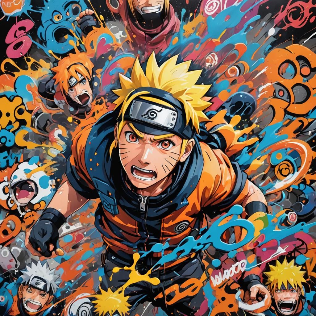 Naruto Graffiti Art in Polychromatic Splash Style