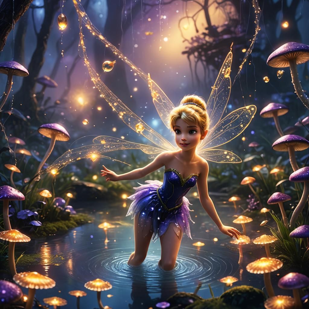 Tinkerbell in Mystical Pond: Fantasy Concept Art
