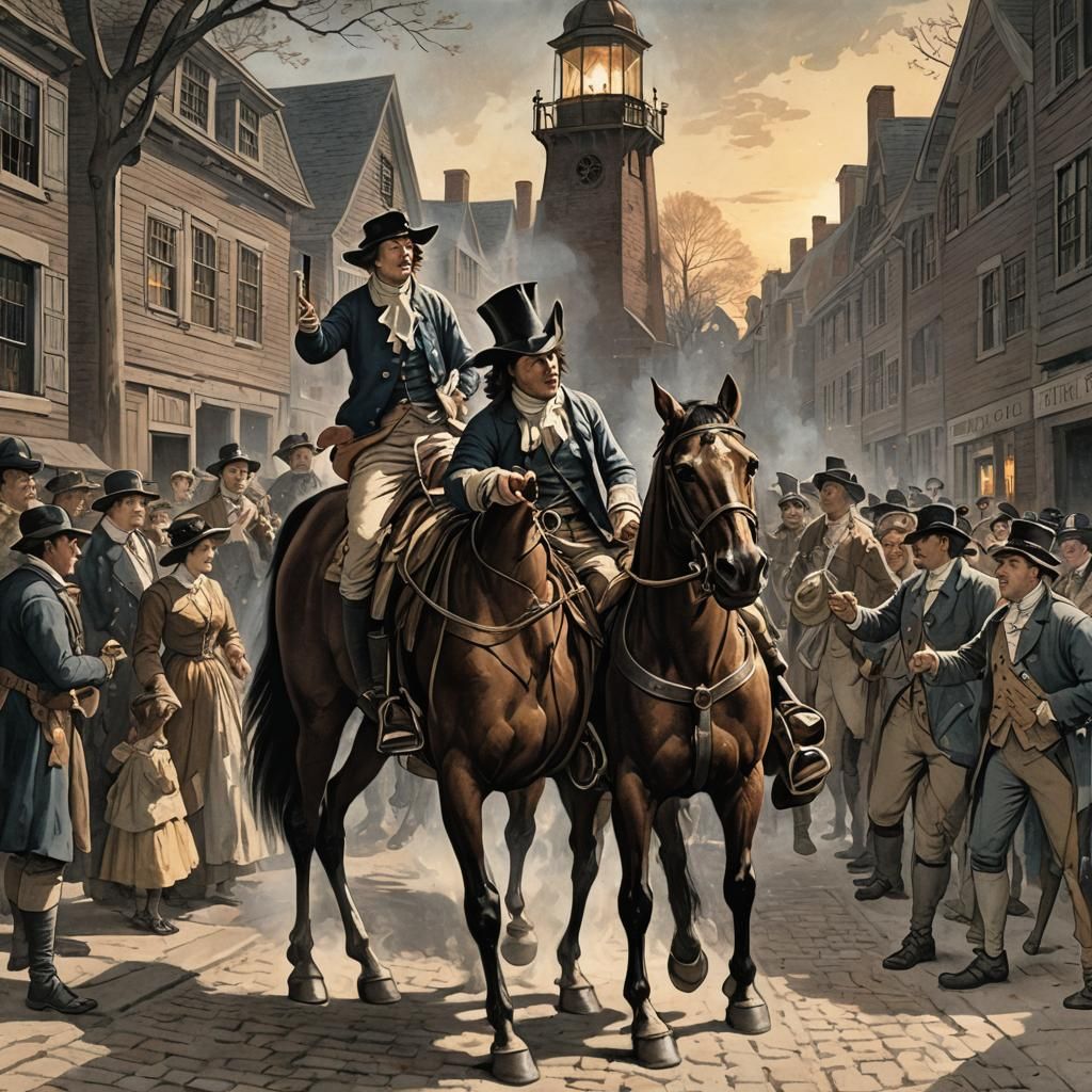 Paul Revere's Ride: Midnight Alarm in Digital Art