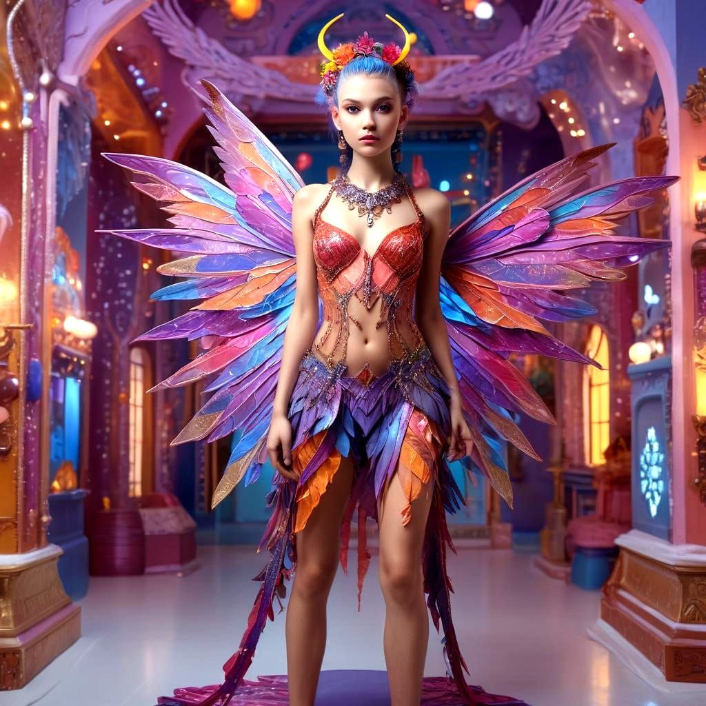 Enchanting Fairy Princess with Neon Lighting