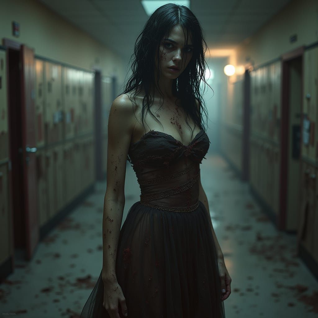 Zombie Girl in Ruined High School