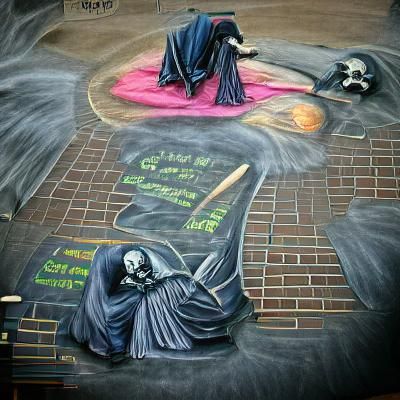 Gothic Grim Reaper in Misty Graveyard