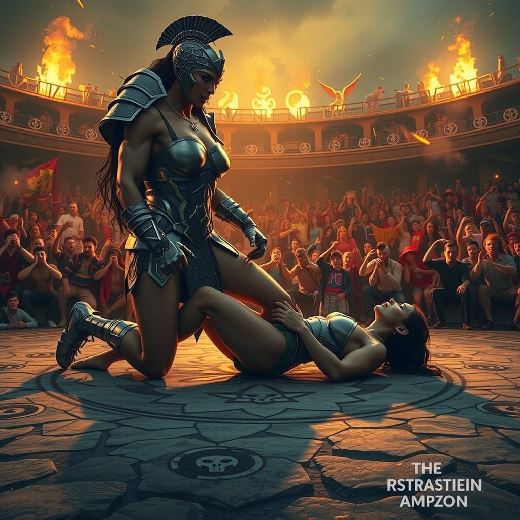 Surreal Amazon Warrior Woman Dominates in Ancient Arena