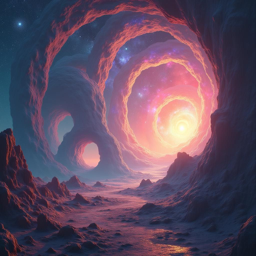 Swirling Multiverse with Wormholes and Galaxies