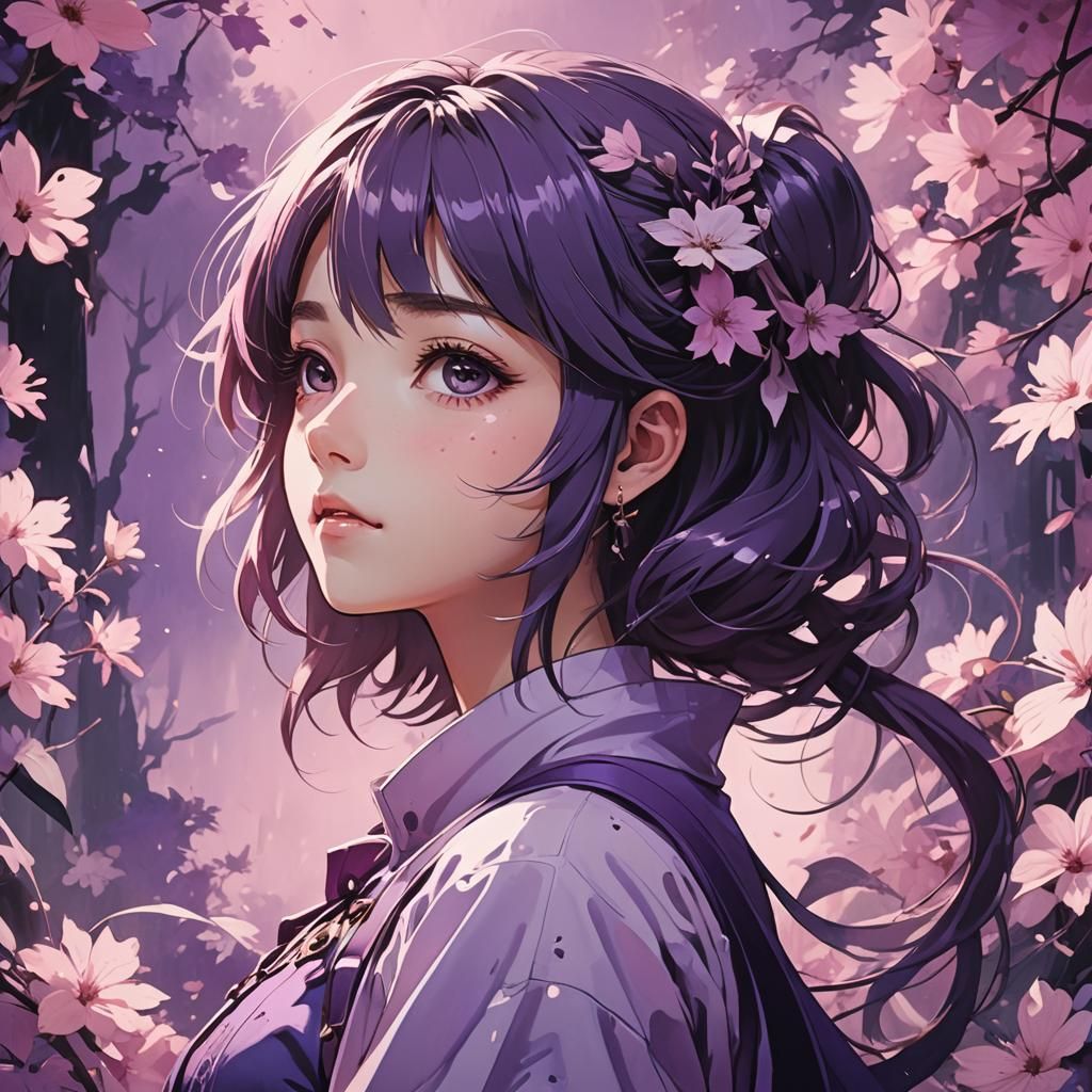 Artistic Painting in Purple and Pink Tones