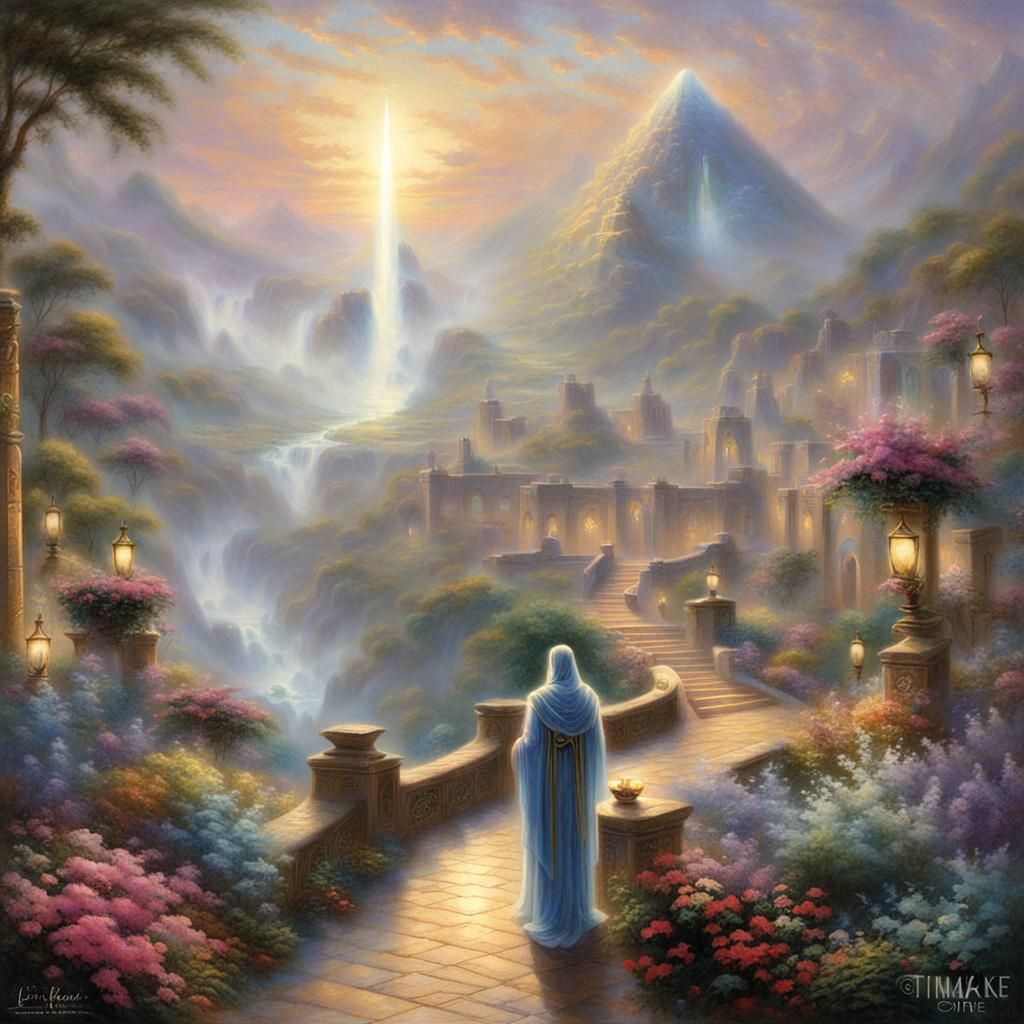 Ethereal Osiris in a Misty Fantasy Landscape