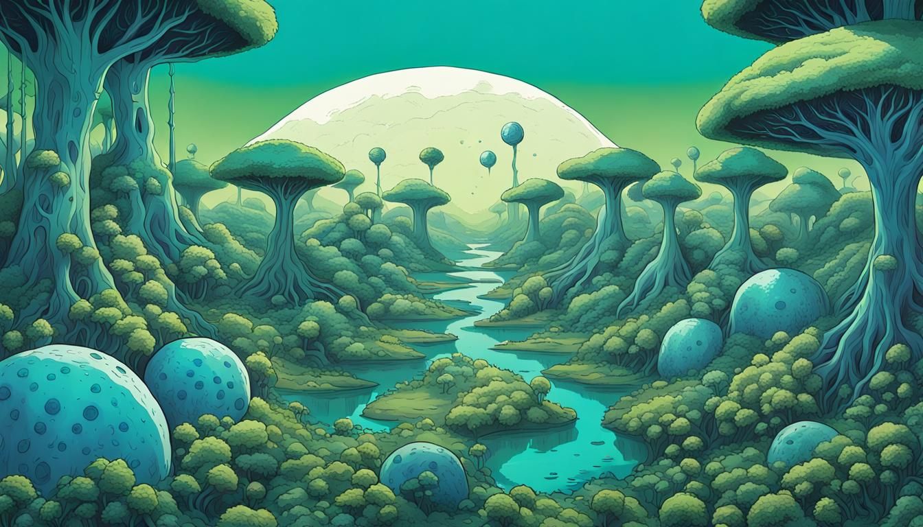 The village of the tribe of feral humans living in the giant...