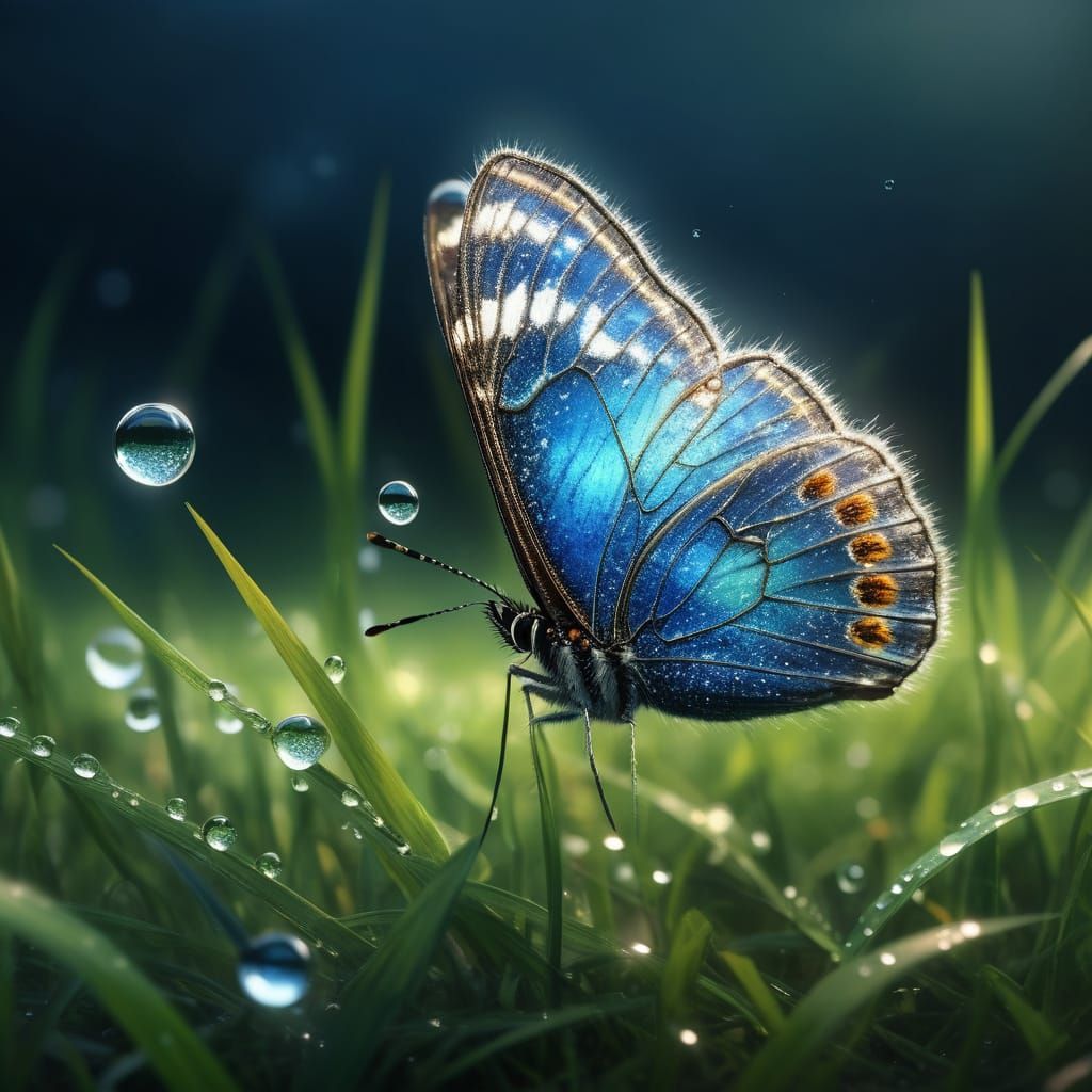 Sparkle Butterfly Amidst Dewy Morning
