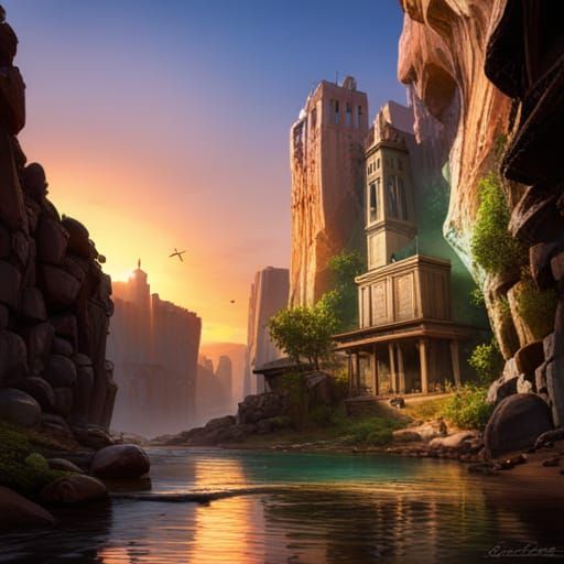 Cave of Patriarchs Sunset Prayer: Detailed Matte Painting