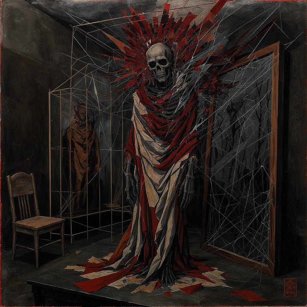 Abstract Skeleton in Dream Space with Shadow Entity