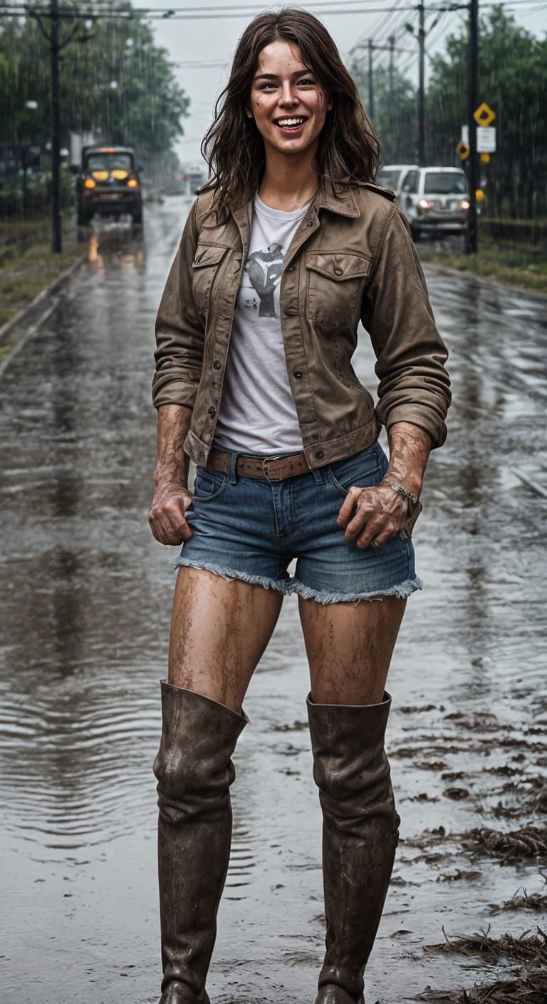 Hyperrealistic Muddy Puddles Scene