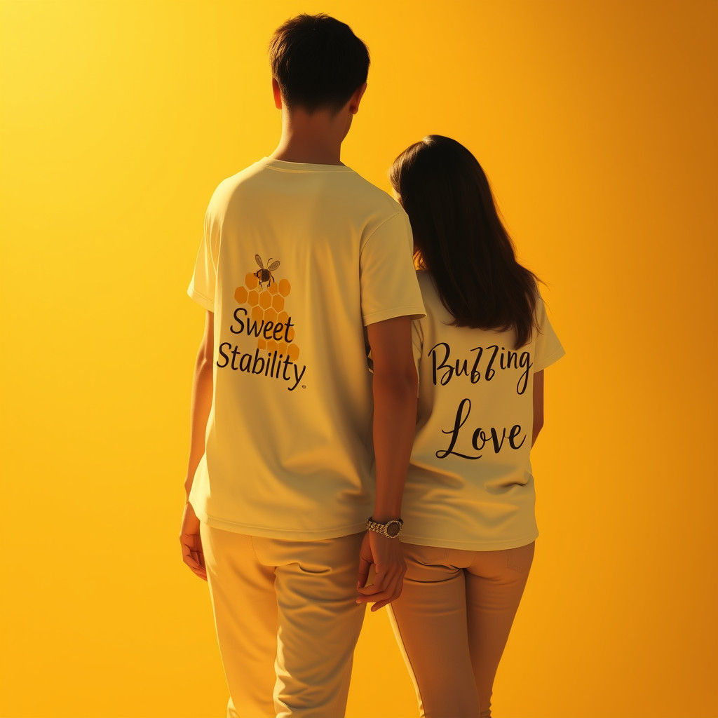 Couple in Honeyed Light with Honeycomb and Bee Shirts