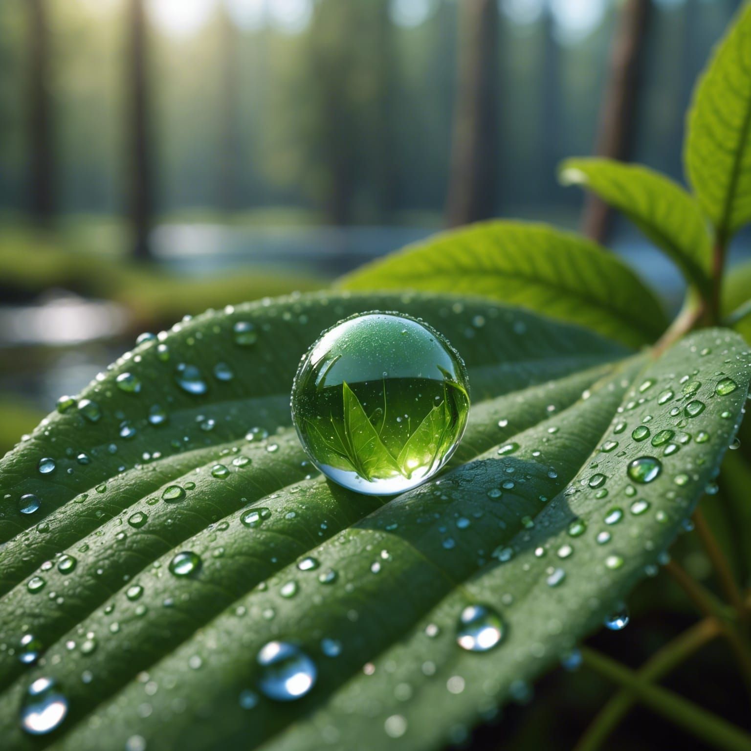Dew Drop Miniature Landscape: Detailed Matte Painting