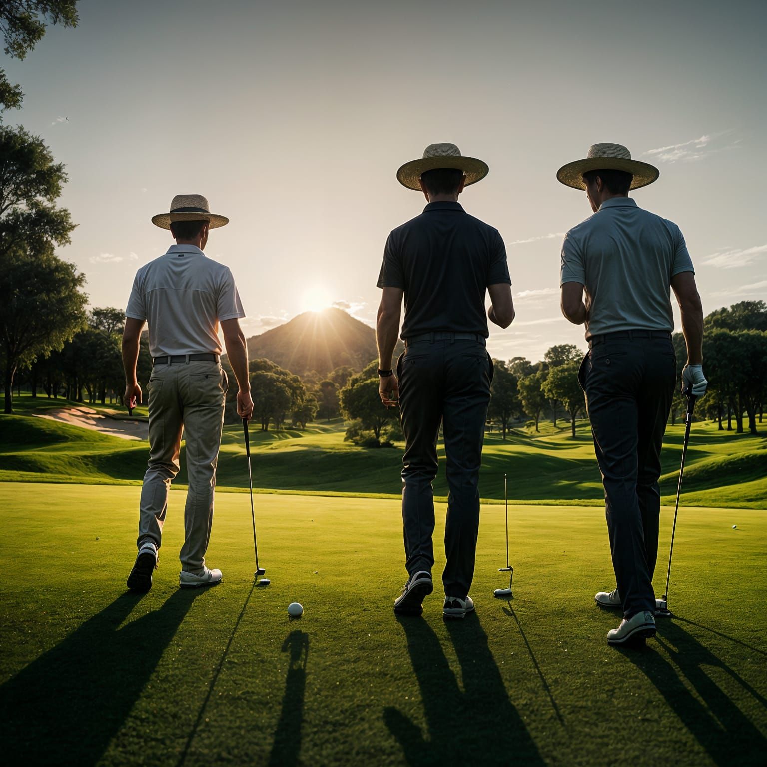 Golfers in Sombreros: A Cinematic Photograph