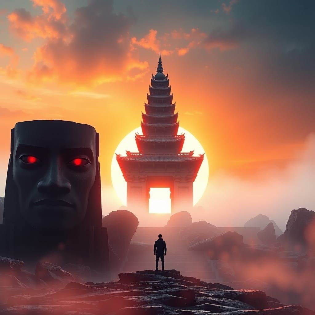 Surreal Monument Unveils Ancient Secrets Amidst Sunset Grand...