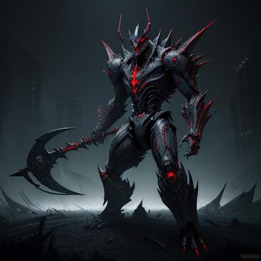 Biomechanical Shadow Creature Concept Art in Cyberpunk Style