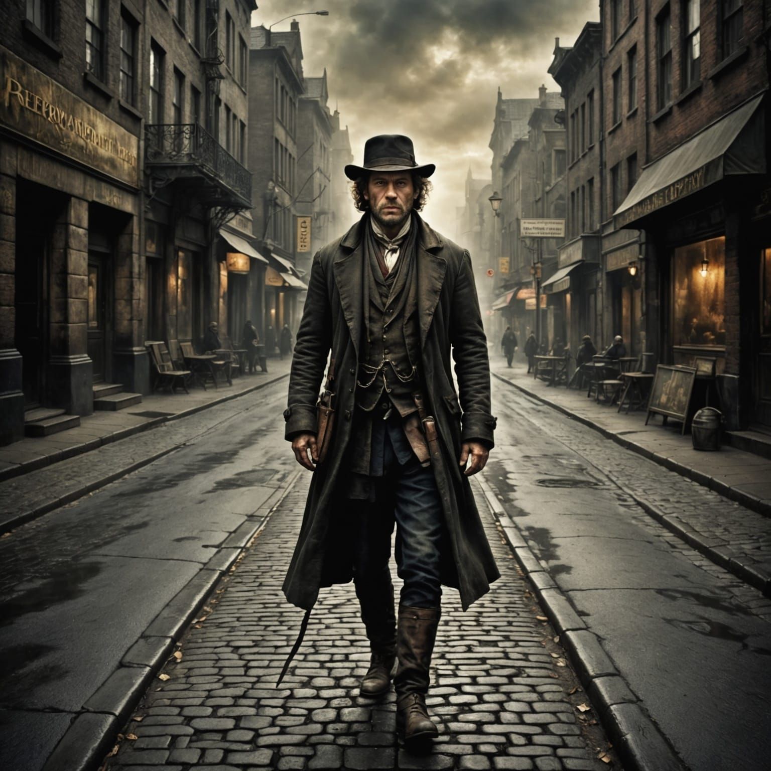 Lonely Road in a Desolate Cityscape at Night