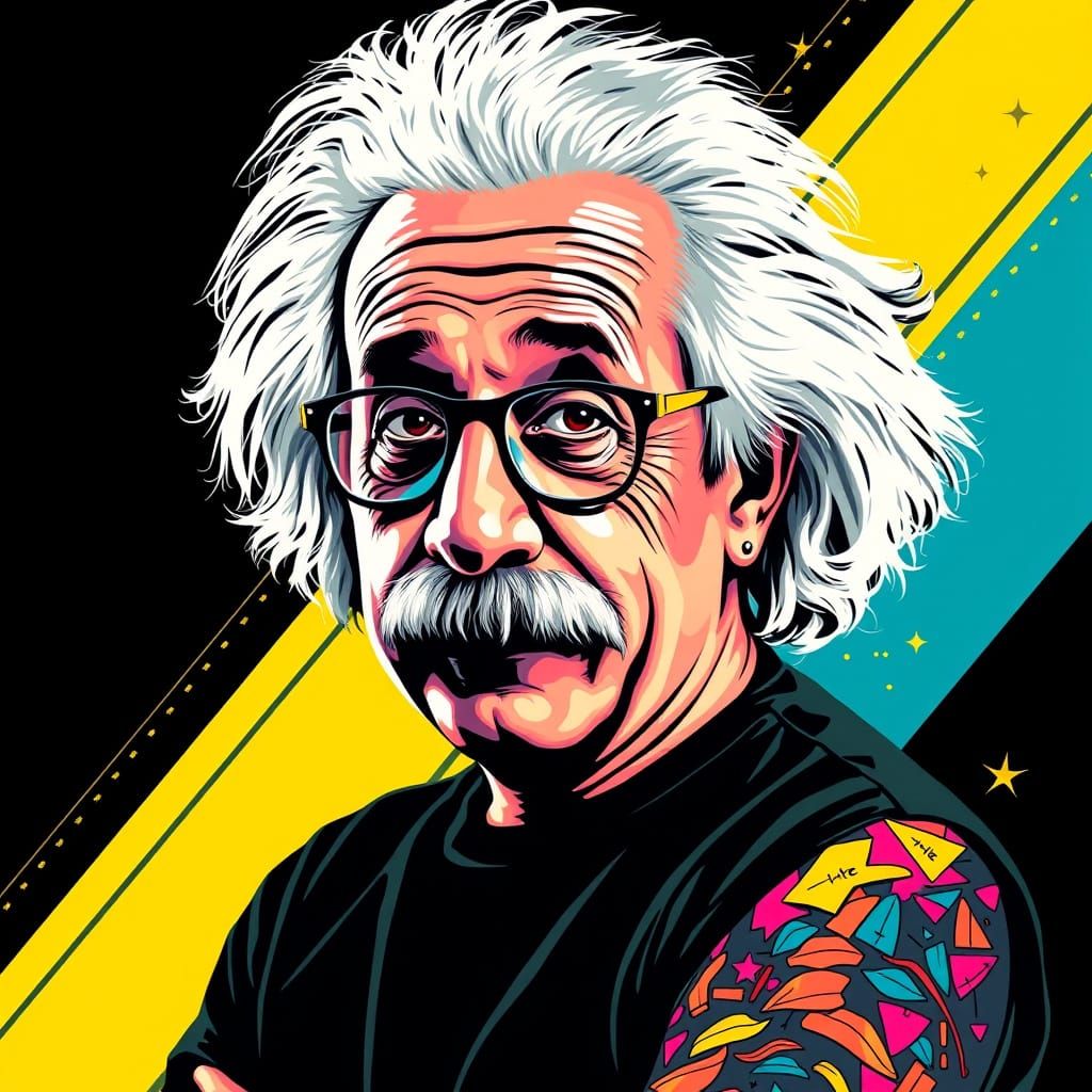 Moody Albert Einstein in Bold, Graphic Style