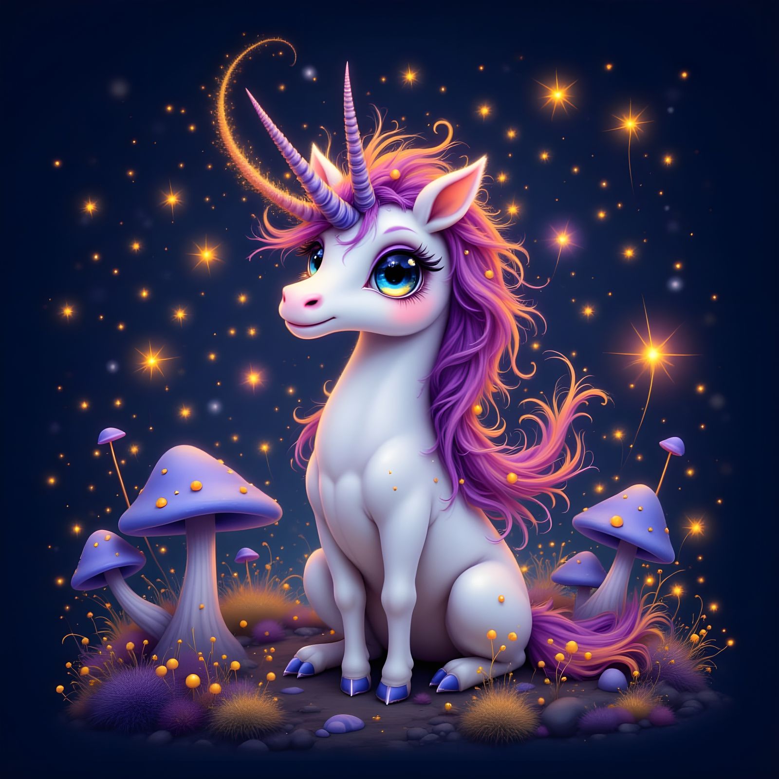 Graceful Unicorn with Spiny Horn in Triadic Colors