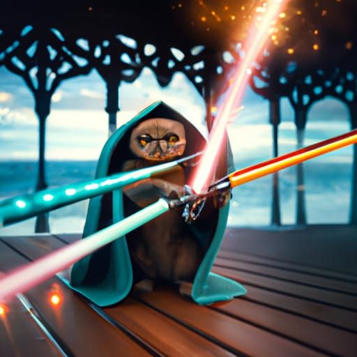 Cat-Octopus Jedi Knight with Eight Lightsabers