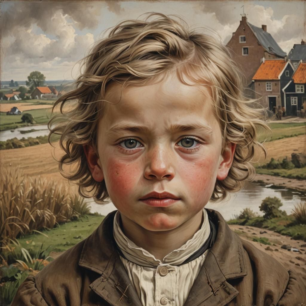 Dutch Boy Portrait in 19th Century Realism Style