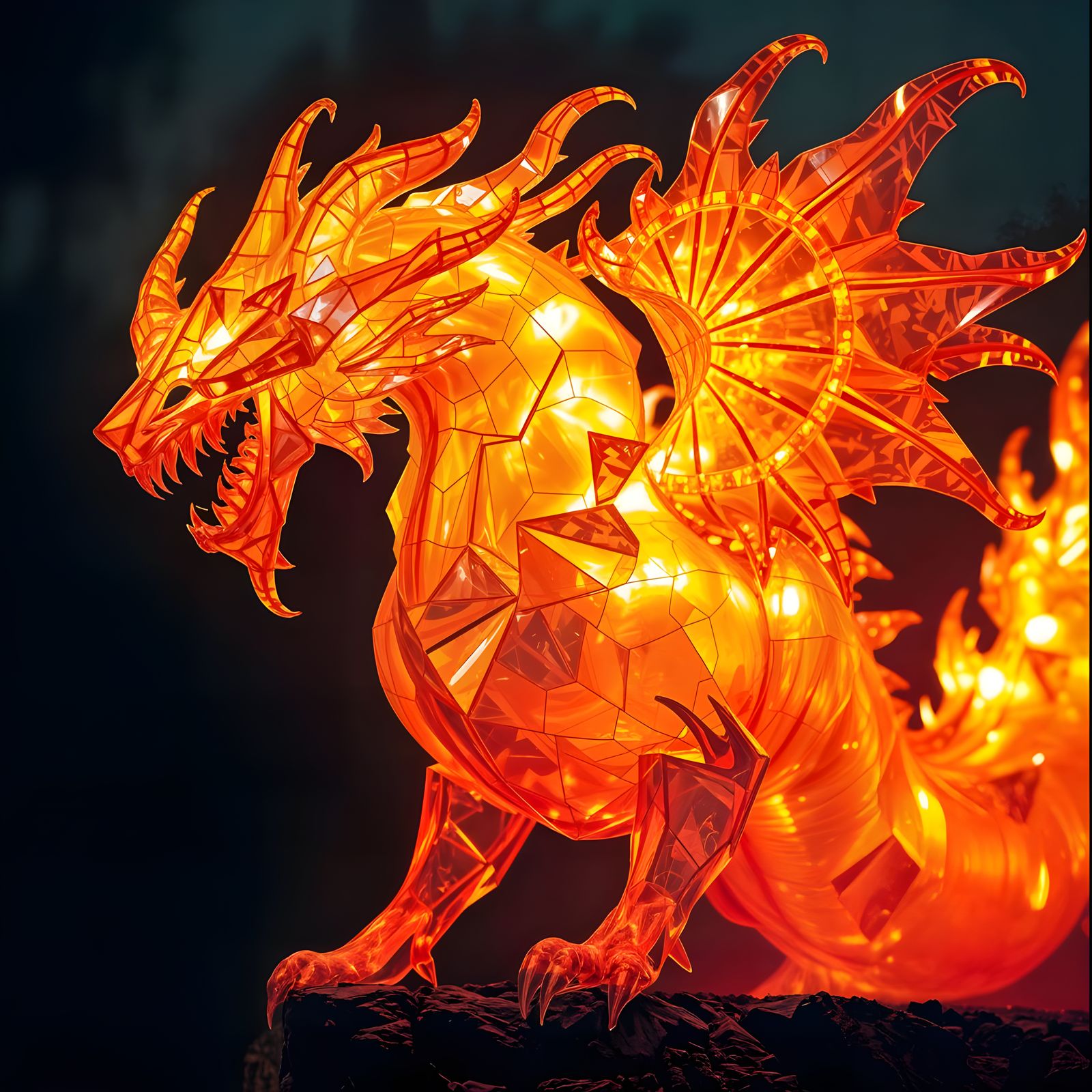 Mythical Creature Born from Shimmering Colored Glass