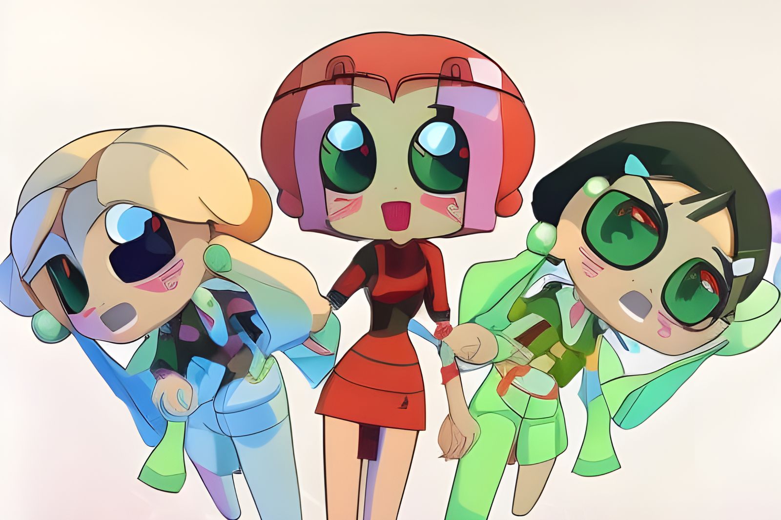 Powerpuff Girls in Tokyo: Digital Art Portrait