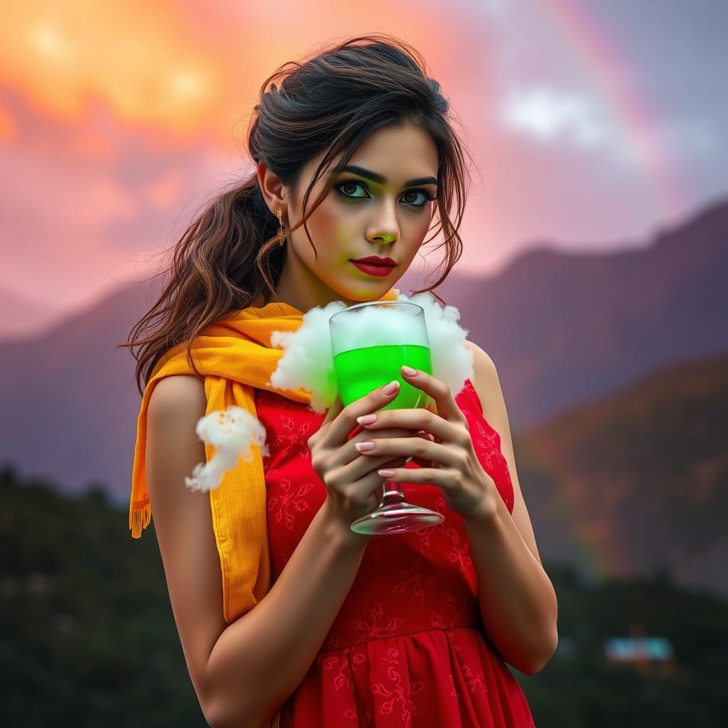 Glowing Goddess in Himalayan Twilight