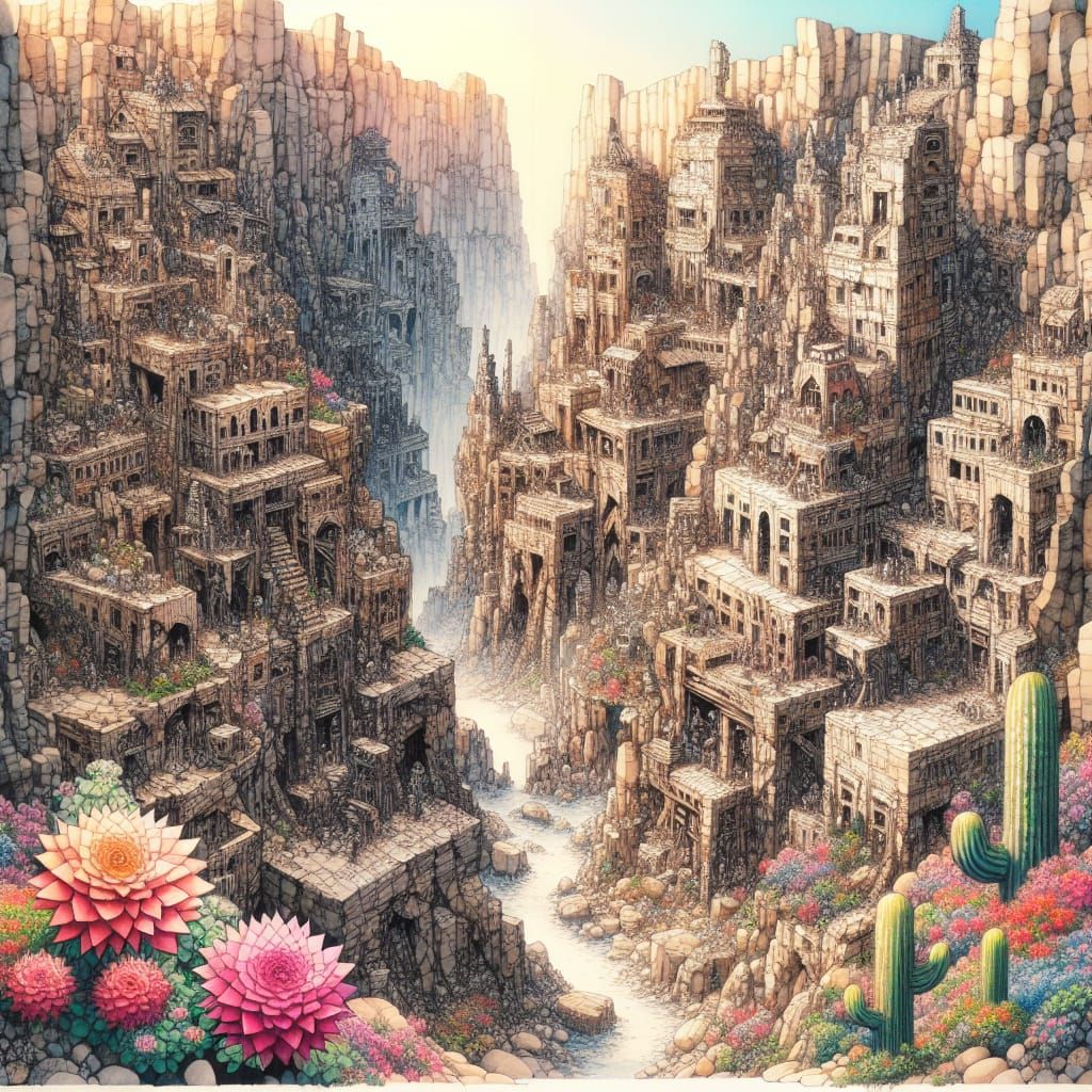 Desert Canyon Village as Japanese Anime