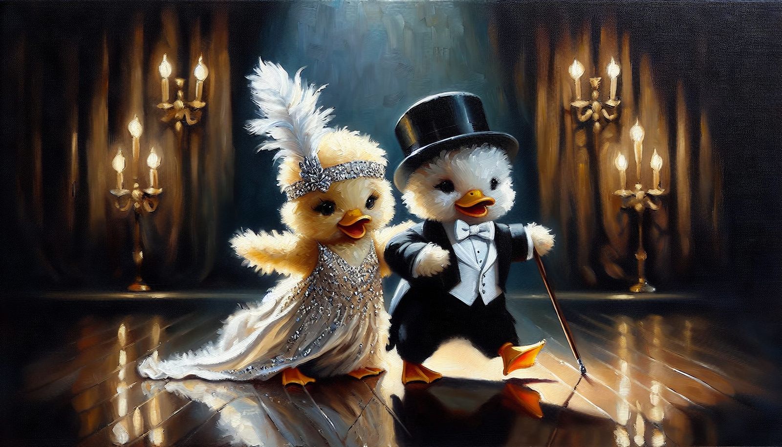 Chibi Ducklings Recreate Hollywood's Golden Era as Oil Paint...