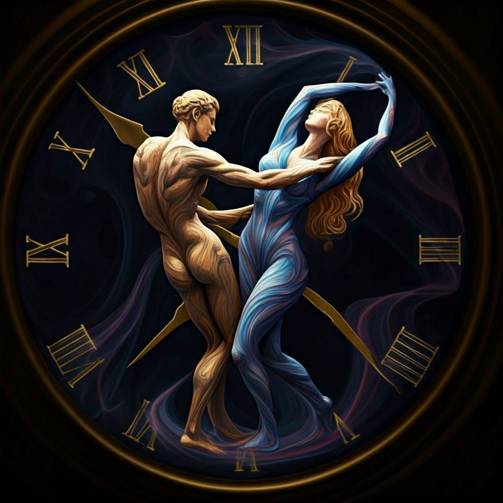 Midnight Dance on Elegant Clock Face