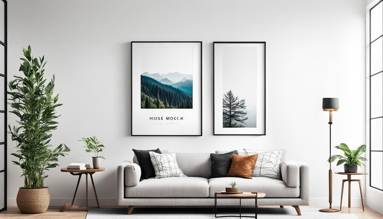 Modern Living Room Interior Frame Mockup in 3D