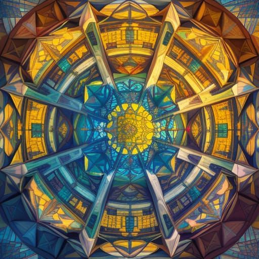 Kaleidoscopic Cityscape in M.C. Escher Style