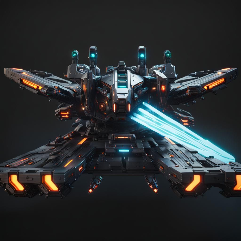 Robotic Kraken Manta Ship in Space Battle