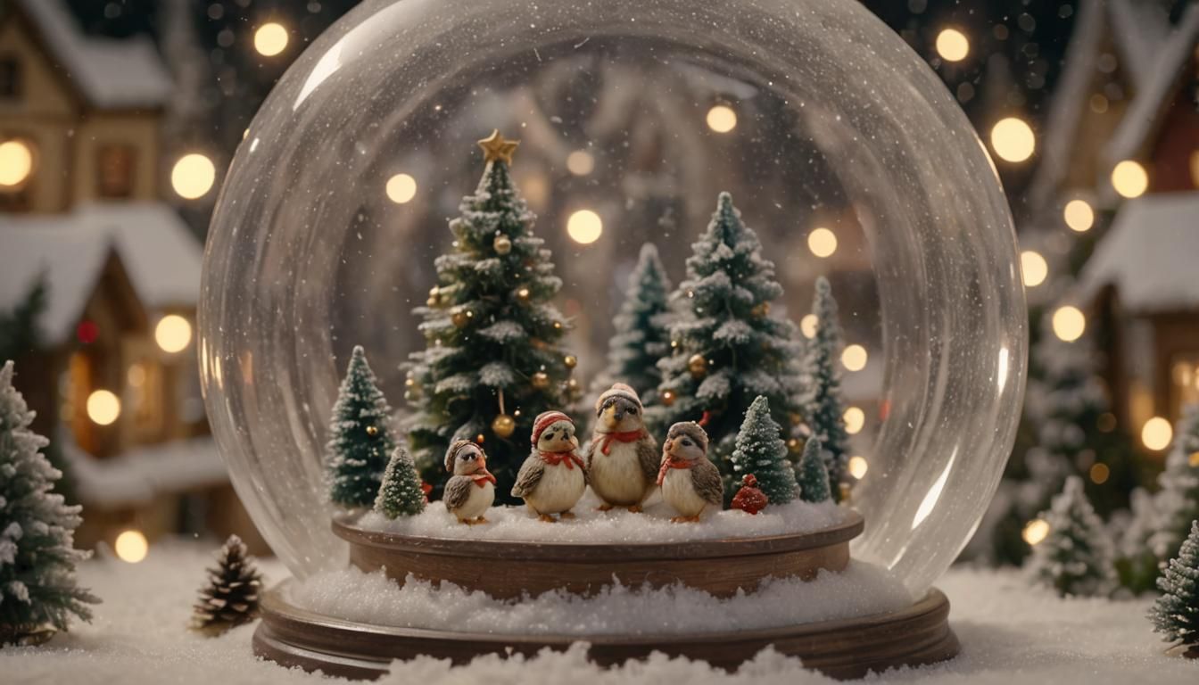 Whimsical Christmas Village Illuminated by Sparkling Lights