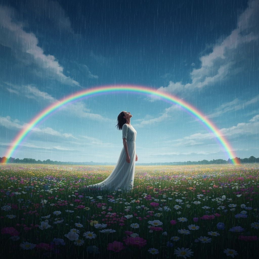 Lone Figure in a Field of Wildflowers