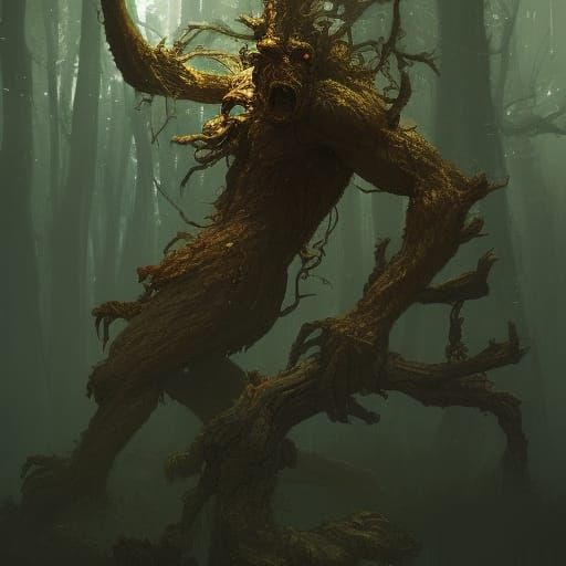 Detailed Tree Monster in Dark Fantasy Style