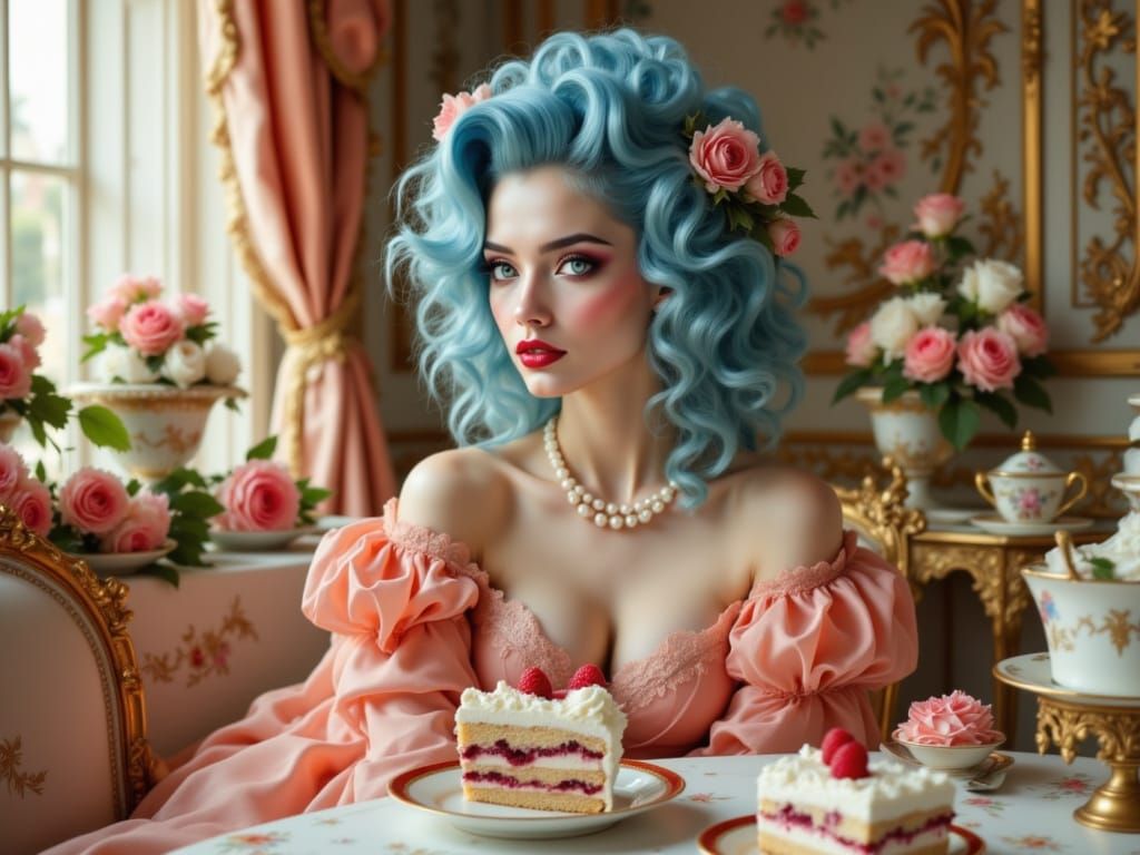 Regal Beauty in Lavish Rococo Tea Room