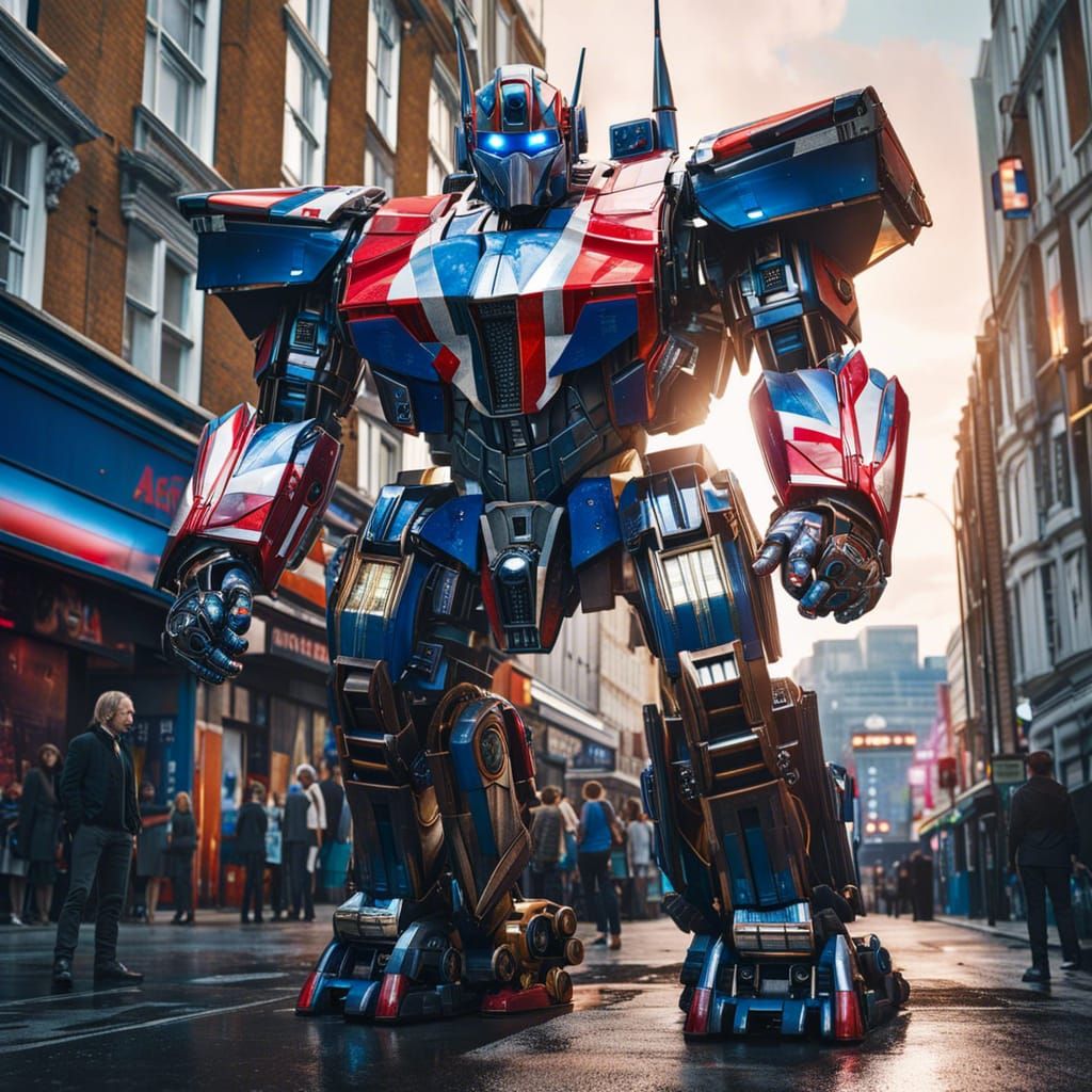 Mecha Robot with Union Jack in London